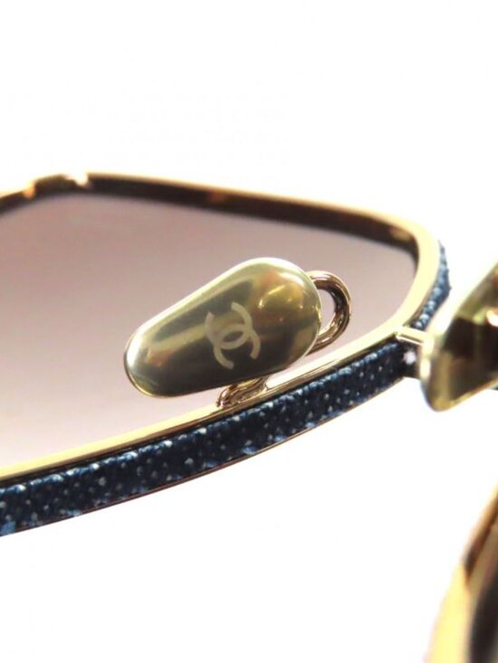 Chanel Denim CC Logo Contrast Sunglasses Gold Blue main image 10